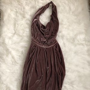 Mauve Velvet Draped Halter Dress